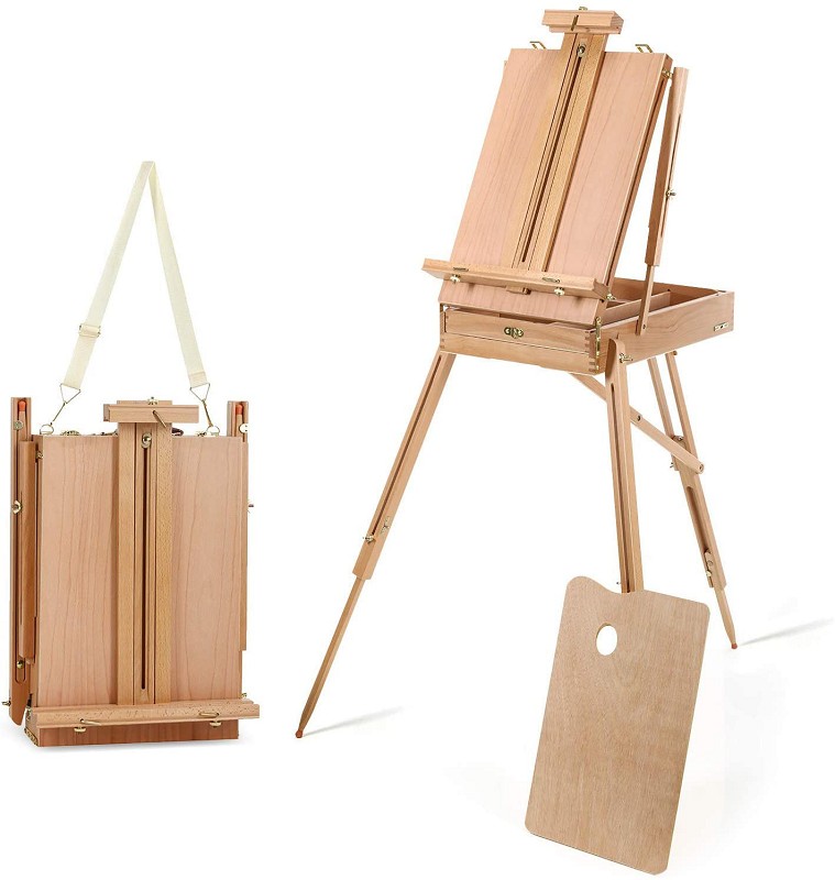 French Style Adjustable Painting Easel Art Easel With Storage Sketch Box with Wooden Pallet