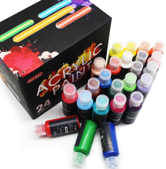 30 Assorted Colors,High Flow Acrylic Paint Set For Canvas, Glass, Paper, Wood, Tile, and Stones