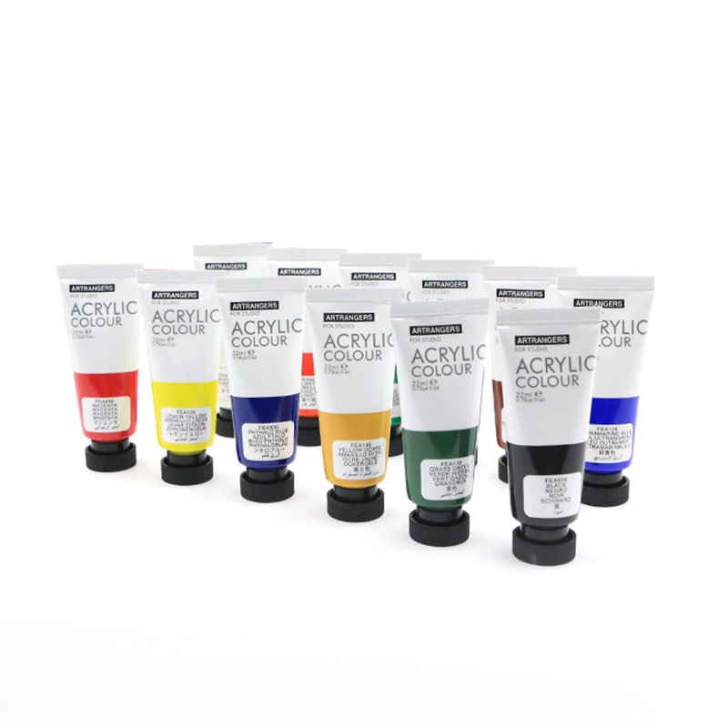 Professional Rich Pigment Non Fading Non Toxic 22ml 12 Colors Acrylic Colors Paint Set For Professional Painting