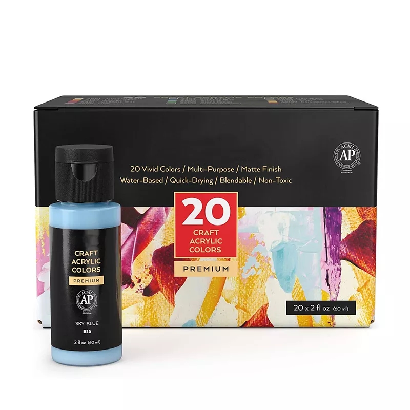 Professional Water Based Matte Finish 20 Colors 2oz 60ml Craft Acrylic Paint For Painting