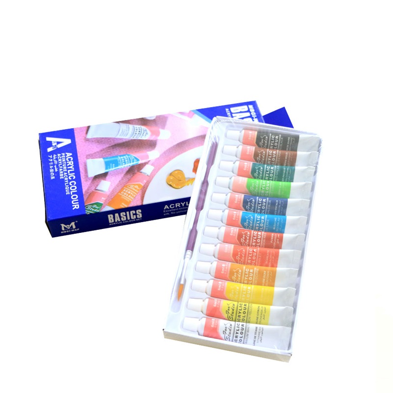 Amazon Hot 12colors 12ml Cheaper Drawing Acrylic Paint With Brush