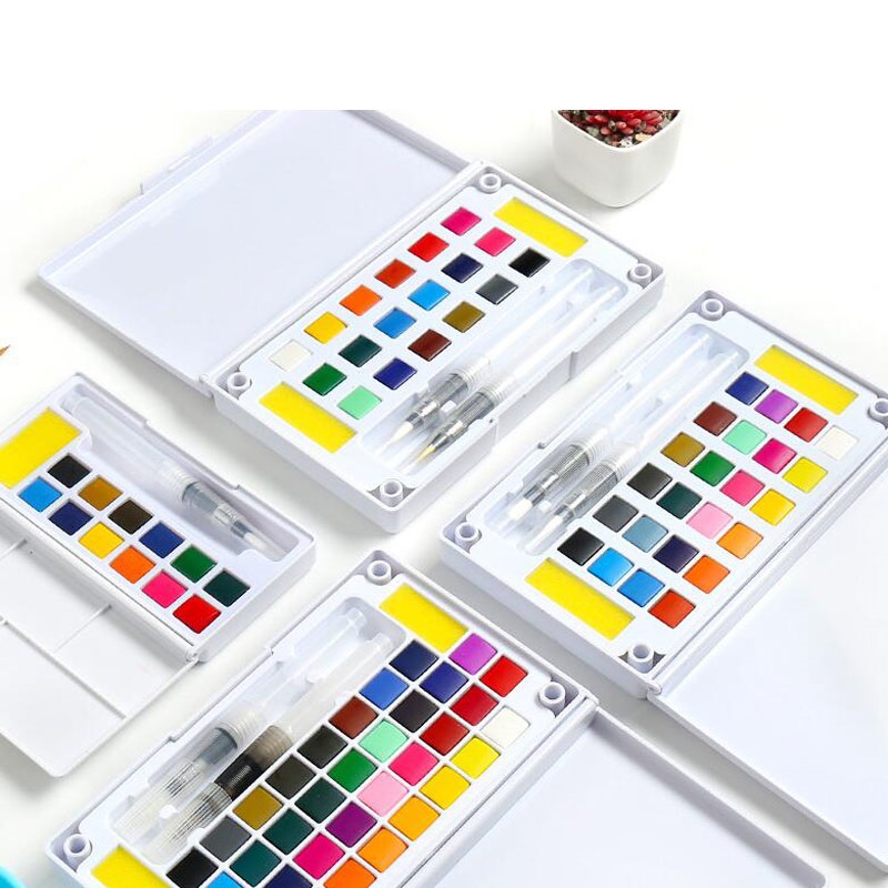 12 Colors Premium Colors Travel Solid Watercolor Pigment Kit Portable Painting for Beginners, Painting