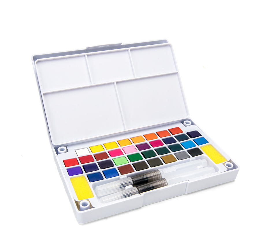Transparent 24 Colors Solid Watercolor Pigment Paint Suit For Art Drawing