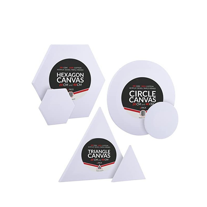 100% Cotton Pre-Stretched Canvas Round Triangle Hexagon Canvas Perfect for acrylic pouring, acrylic or oil painting
