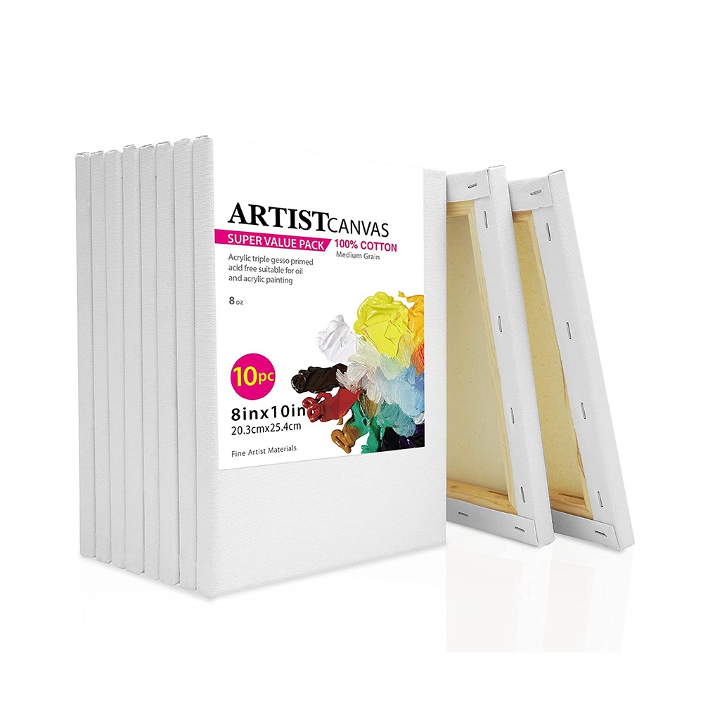 OEM 12X18 inch 100% cotton paulownia wood acid free stretched canvas