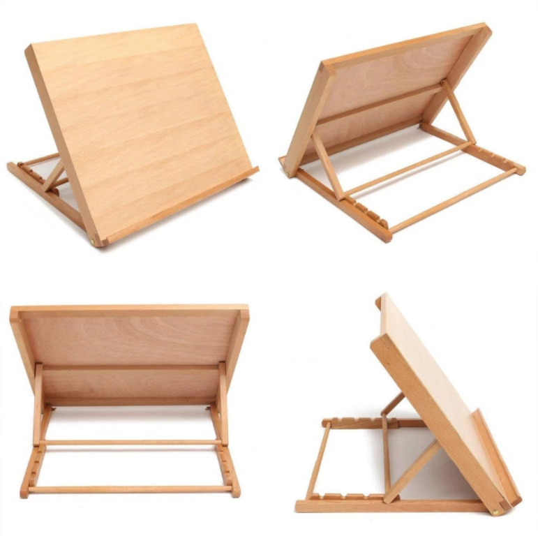 Multi-functional Wooden Drawing Board A3 Desktop Easel Adjustable Students Painting Art Stationery Rack