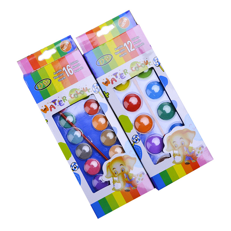 16 Colors Portable Solid Watercolor Paint Set For Child Painting Art Supplies