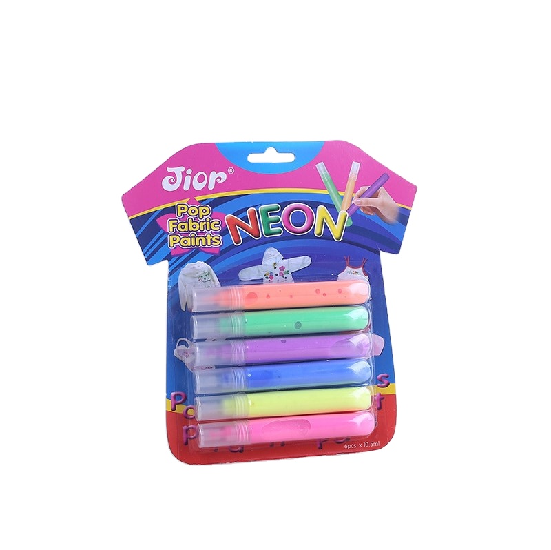 Wholesale 3D Permanent 6pcs 10ml neon textile paint fabric paint