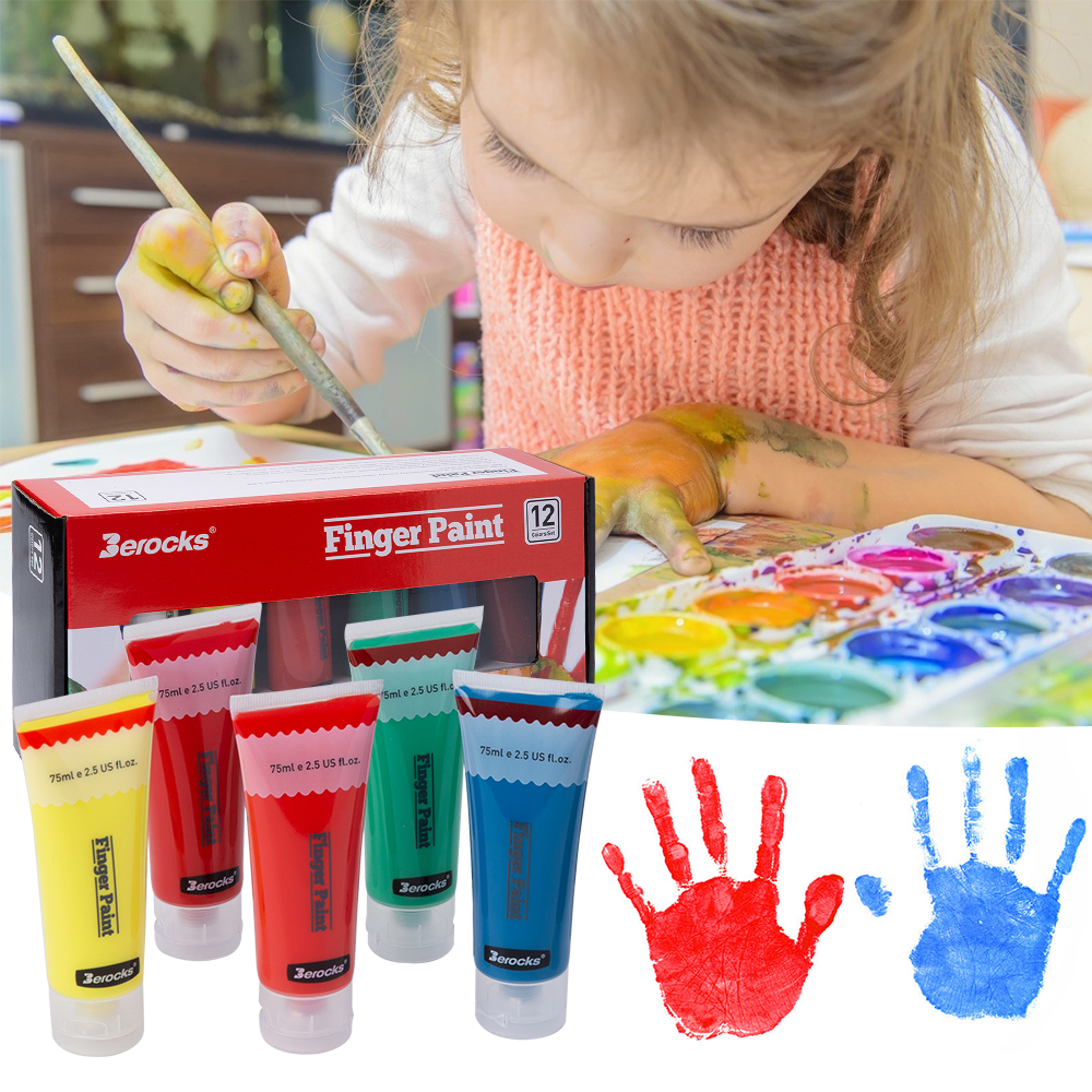 Hot sale DIY Professional children craft art pigment Finger paint 12 colors 75ml tube Tempera Paint Set with good quality