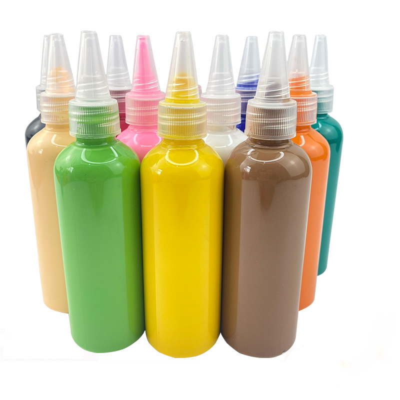 Wholesale non-toxic Acrylic paint leather paint bottles in a variety of capacity textile dye silk fabric paint set