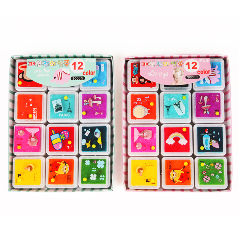 DIY Professional kid children baby art pigment Finger safe paint 12 colors set