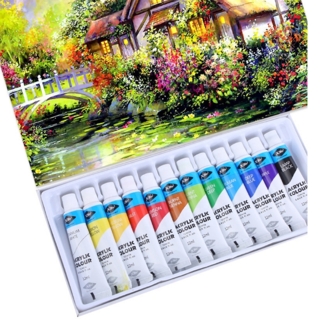2021 Premium non-toxic Hot-selling 12 colors 12ml acrylic paint set for professional artists and students