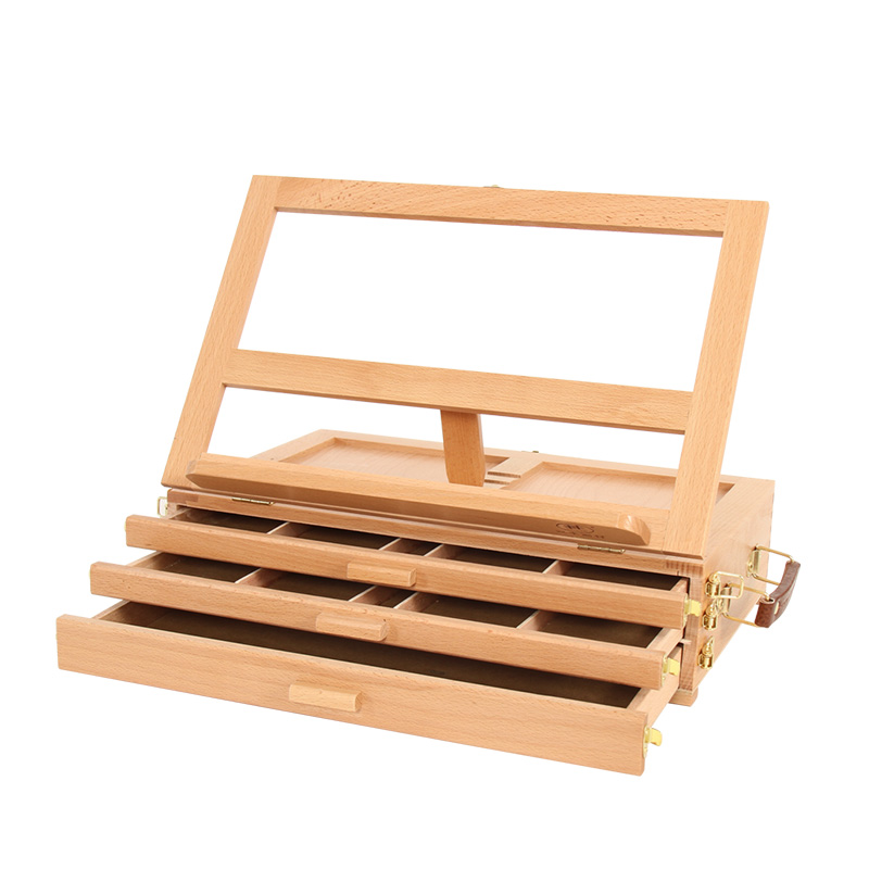 Wooden Folding Easel Sketch Mini Desk Art Easel With Three Storage Floor Drawers