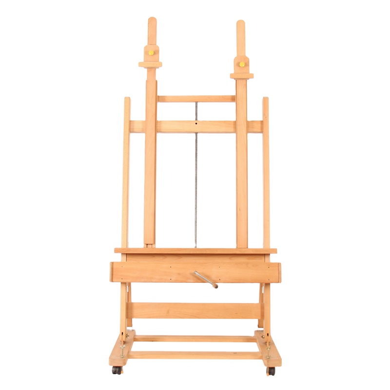 Creative H Frame Artist Easel - Durable Design with Adjustable Angles and Wheels - Oiled Beechwood DHJ-8