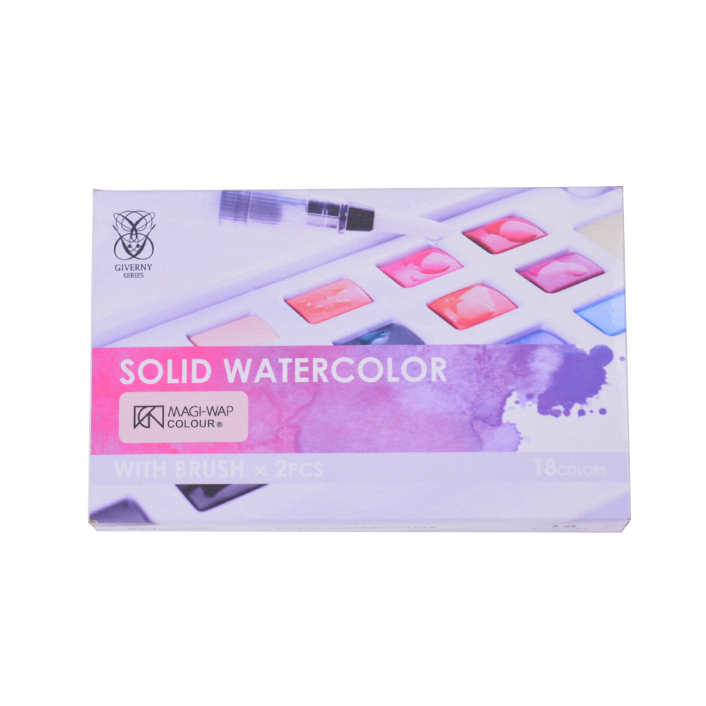 12 color solid watercolor with plastic box. Student level