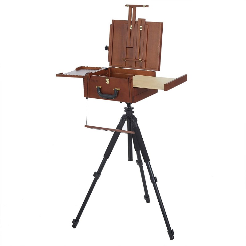 Ultimate Pochade Box with Aluminum Tripod Combo Lightweight French Box Easel for Painting