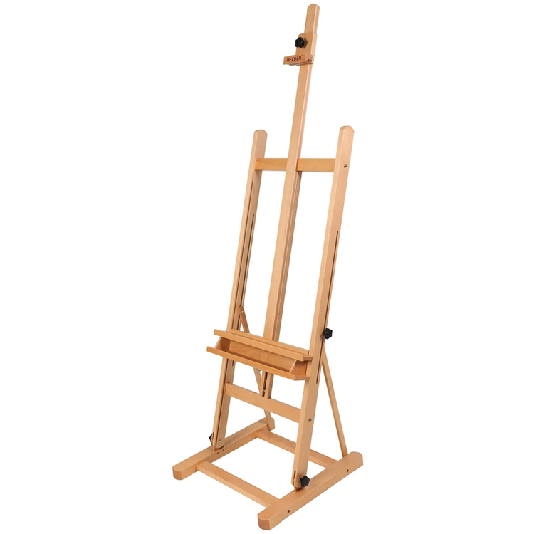 Medium-Duty Studio H-Frame Easel with Storage Tray - Solid Beech Wood Artist Easel Adjustable Tilting Easel