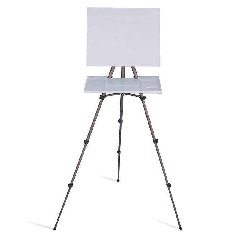 Portable Outdoor Sketch Painting Field Aluminum Metal Tripod Easel with Plastic Palette for Artists, Students, Art Enthusiast