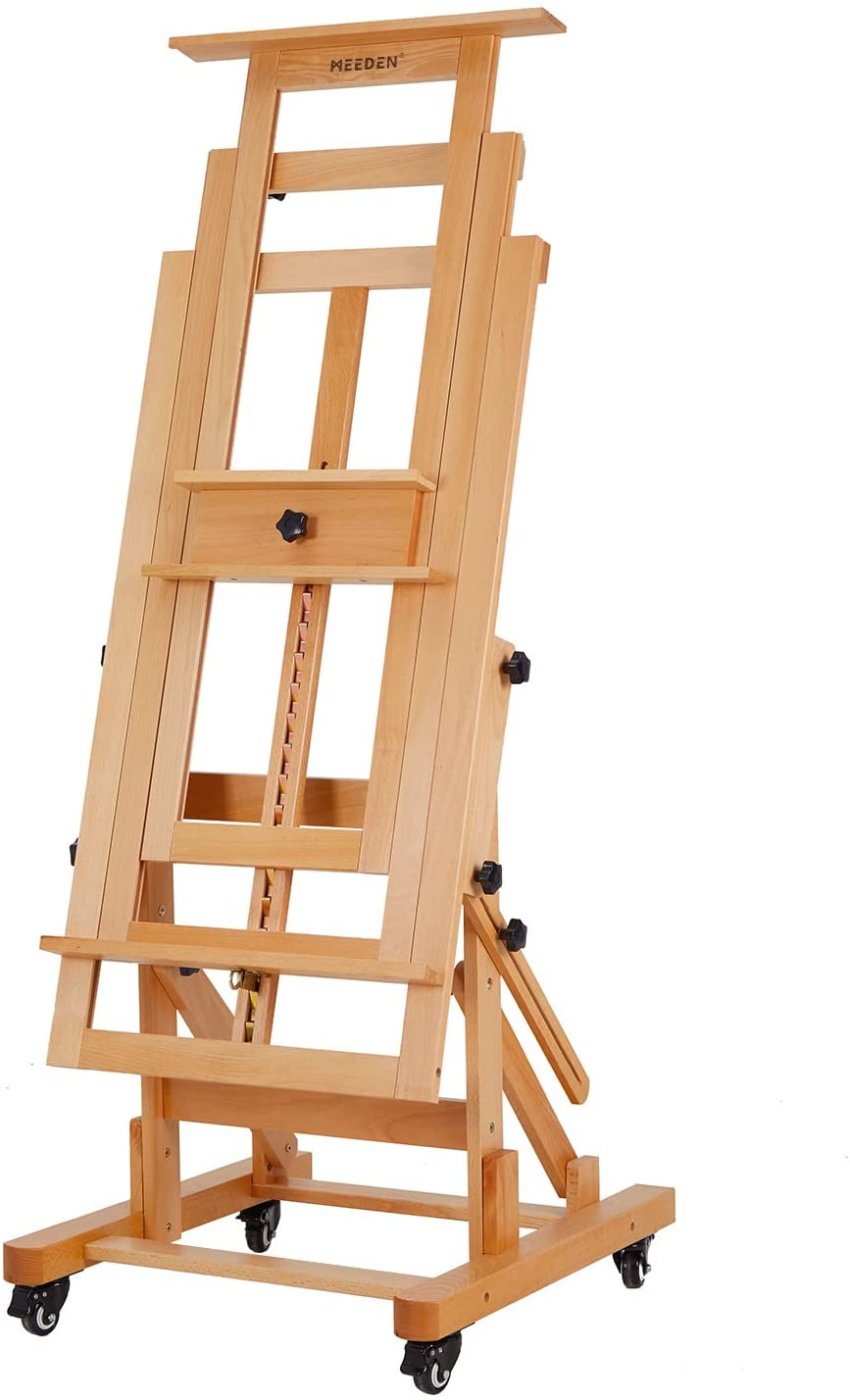Deluxe Movable H-Frame Studio Easel Multi-Function Artist Easel, Heavy Duty Display Art Easel Holds Canvas Art Up to 78.7