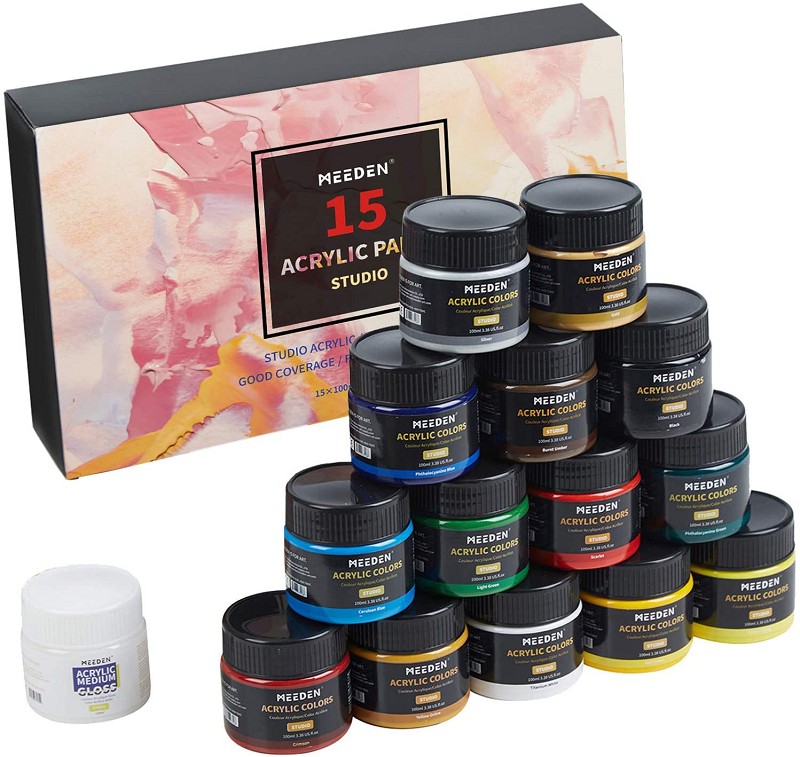 Acrylic Paint Set 15 Colors 100ml/3.38 oz., Bright Color For Adults,Teens, Kids to Paint on Paper