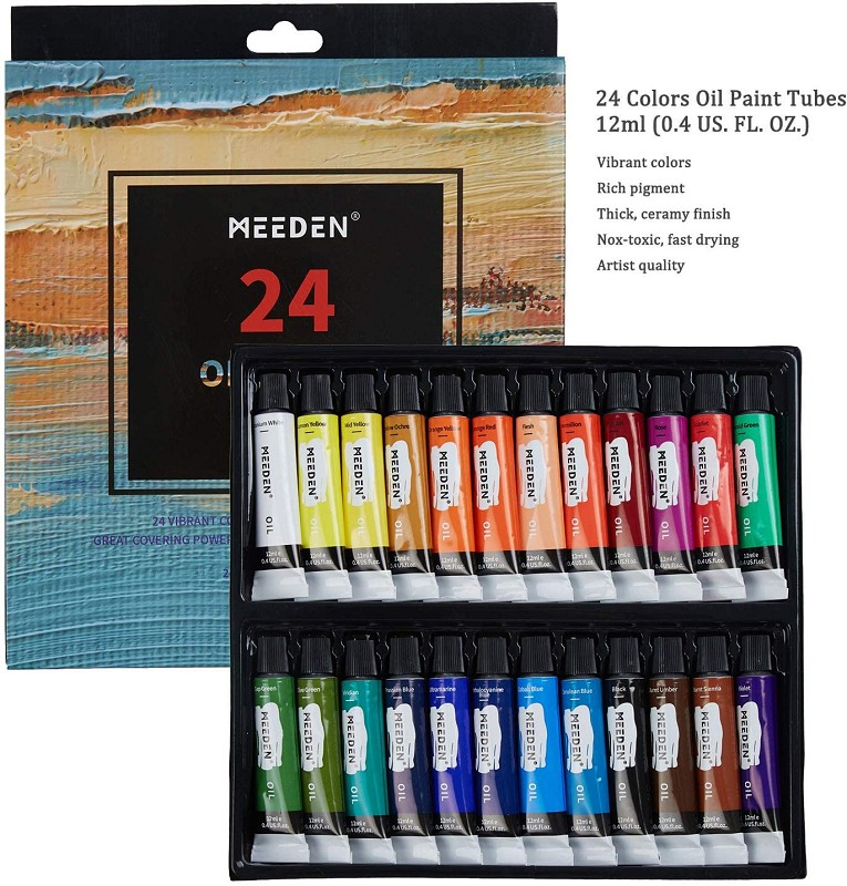 40Pcs Oil Painting Set with 24 Tubes x 12 ml Oil Paint Set Accessories Perfect Oil Painting Kit for Artists