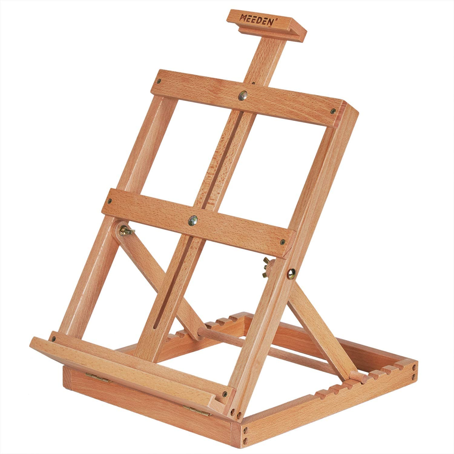 Heavy-Duty Tdiabletop Stuo H-Frame Wooden Easel- Solid Beech Wood Adjustable Artists Desktop Easel Table