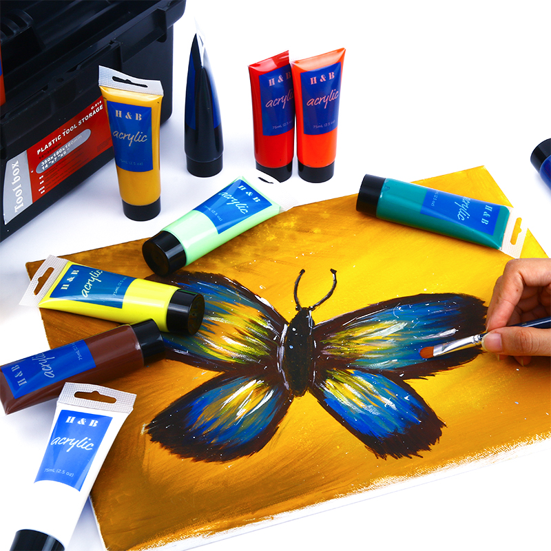 professional toolbox 22pcs artist acrylic paint brush set