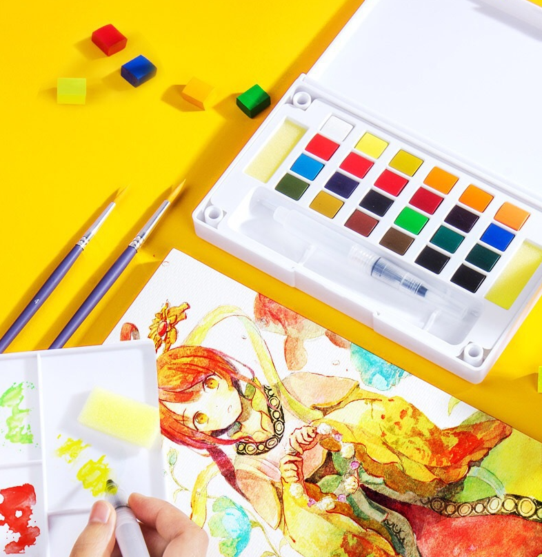 Portable Travel 48/ 36 solid watercolor paint pans