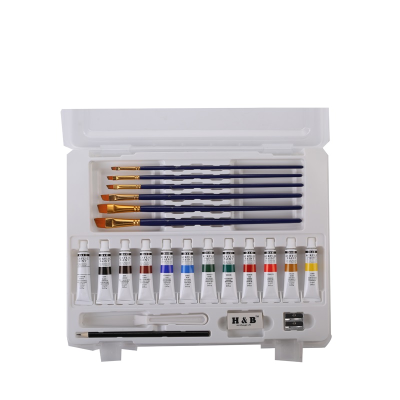 25 pcs artist acrylic paint brush set in plastic box