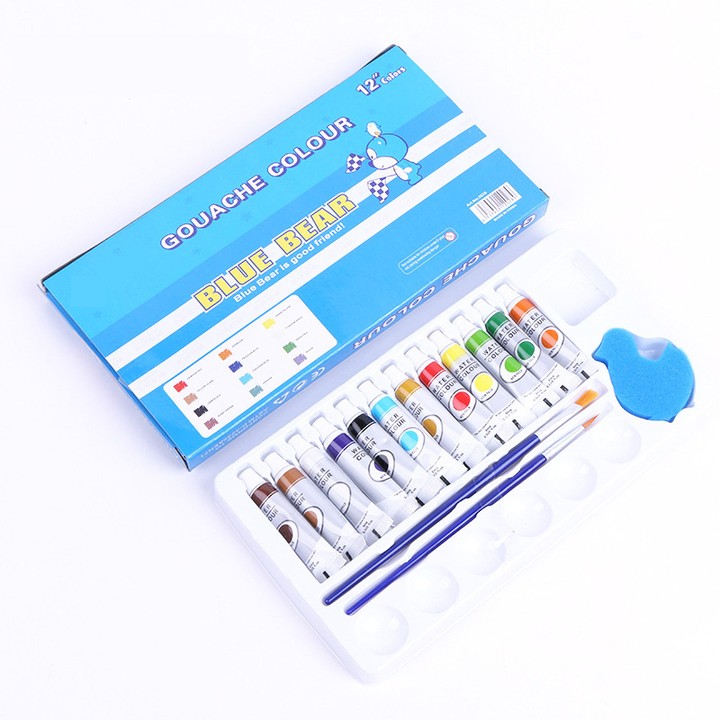 2021 9ml*12 color children gouache paint set watercolor paint set