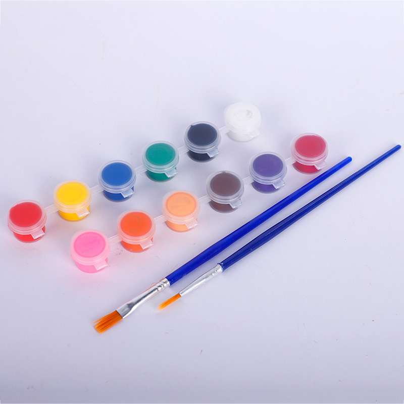 2ml*12 colors Acrylic paint set with 2 brushes