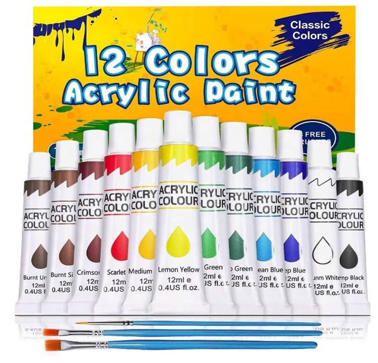 Amazon Hot Selling 24 Colors Non-Toxic Waterproof Permanent DIY Art Acrylic Paint Set for Beginner