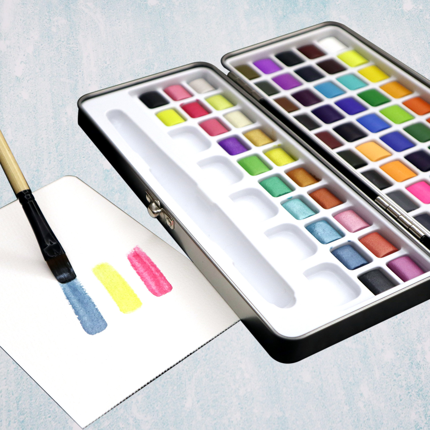 New product portable pearl solid watercolor pigment with gouache paint set of 60 colors for children