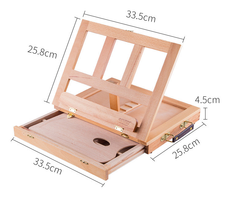 Artist Foldable Sketch Stand Tabletop Easel With Drawer And Palette