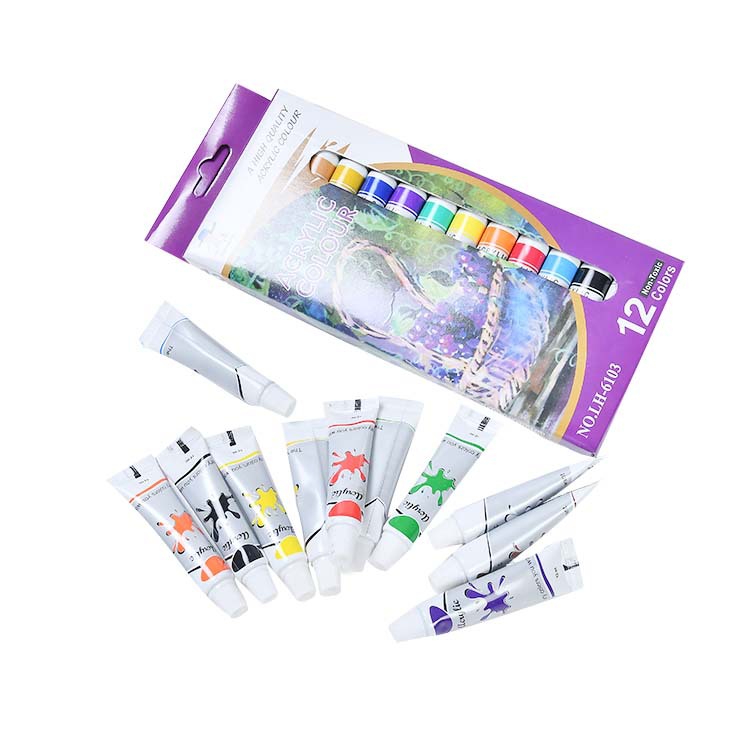 12ml 12 Colors Paint Acrylic Hand Painted Pigments Drawing Tubes Set for Beginner