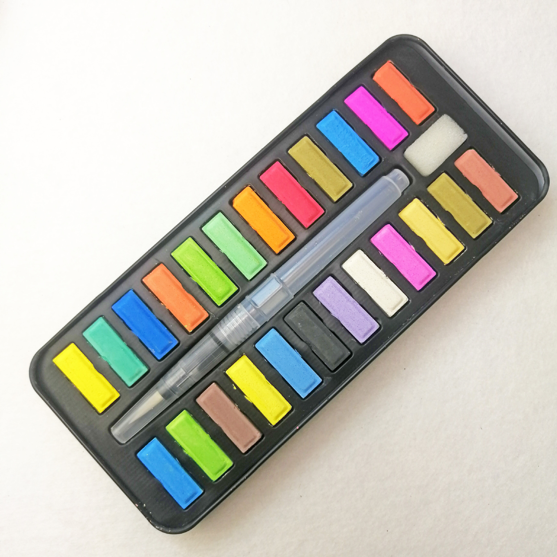24 Watercolor Paint Set Light Portable Water Colors paints with 1 fountain pen