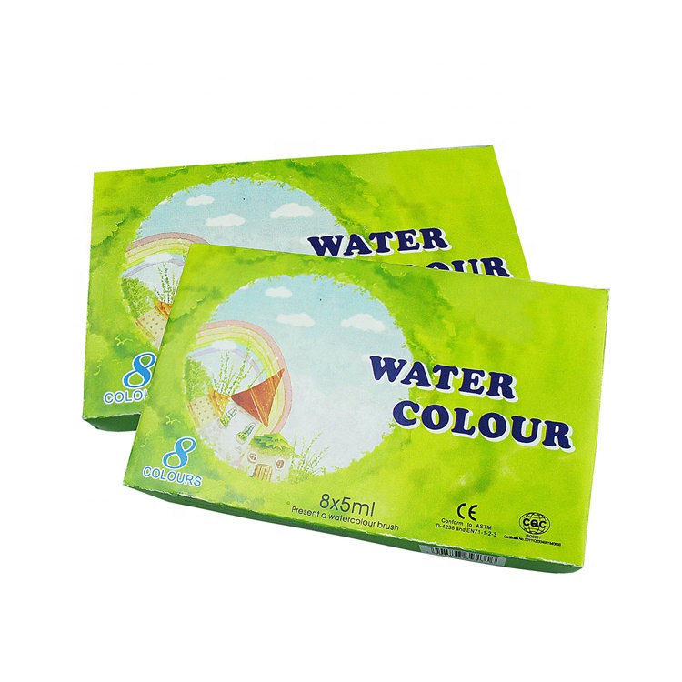 Factory OEM Student Quality Color Set for Canvas Painting 8 x 5 ml Watercolor Paint Supplies