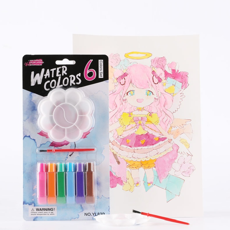 Factory Supply Customized 6 Color 6 ML Aquarelle Watercolor Coloring Paints Set