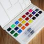 24 Watercolor Filed Sketch Set in Travel Case includes 2 Water Brushes & 1 Mixing Palette