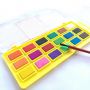 Bulk wholesale 18 colors opaque watercolor paint tablets with paintbrush
