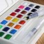 24 Watercolor Filed Sketch Set in Travel Case includes 2 Water Brushes & 1 Mixing Palette