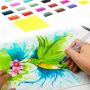 48 Metallic Colors Portable Watercolor Palette with 2 Refillable Water Blending Brush Pens