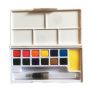 36 Colors Portable Pocket Watercolor Set with Ring Grip- 2 Water Brush Pen, 2 Sponges and Mixing Palette