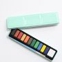 12 Half Pan Artist Professional Watercolor Paint Set in Portable Tin Box for Field Sketching & Outdoor Painting