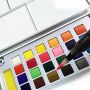 18 Half Pan Colors Pocket Travel Box Watercolor Paint Set