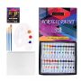 Latest 30 Pcs Acrylic Colour Paint Set Art Painting Set With Canvas Board ,Paintbrush,Palette For Artist Students Kids