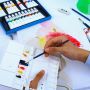 Professional Artists Watercolor Paint Set with acrylic brushes