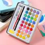 Keep Smiling Quality Portable Tin Box Solid Pigment 36 Colors Watercolor Paints Set With Watercolor Brush Pen For Painting