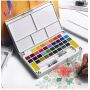 Watercolor Palette 12/18/24/36 Colors Portable Travel Solid Pigment Watercolor Paints Set With Refillable Water Brush Pens