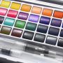 Watercolor Palette 12/18/24/36 Colors Portable Travel Solid Pigment Watercolor Paints Set With Refillable Water Brush Pens